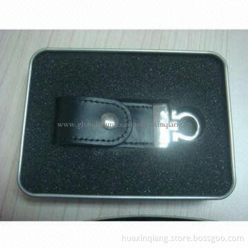 USB Memory Drive, Leather + Metal Materials, 512MB-64GB Capacity, Logo Design, 5-year Warranty, USB